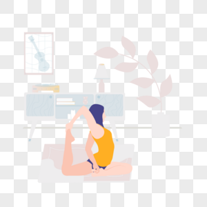 女人做瑜伽图标免抠矢量插画素材图片