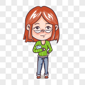 手绘老师教师节女老师素材