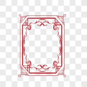 红色方形古典花纹边框图片
