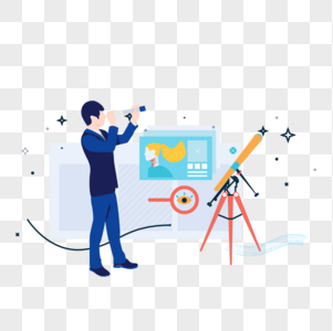 男人用望远镜看远处图标免抠矢量插画素材图片素材