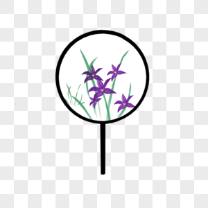 紫色兰花团扇高清图片