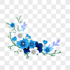 蓝白小花花朵植物边框高清图片