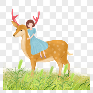 鹿和女孩图片