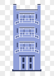 四层蓝色小洋房高清图片