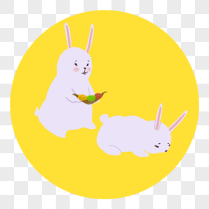 中秋节兔子吃月饼图片