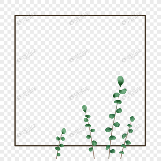 清新小植物边框元素图片
