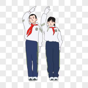 爱国学生敬礼的学生素材