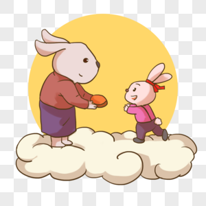 兔子母子在祥云上图片