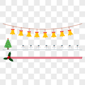 创意扁平风圣诞树礼物雪人铃铛圣诞树装饰边彩旗图片
