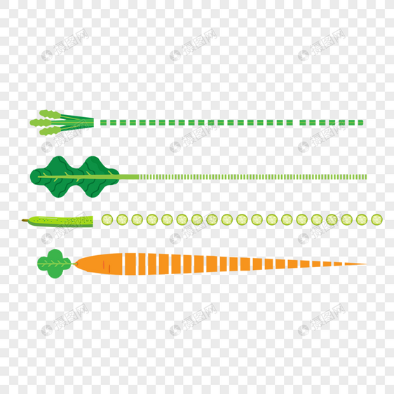 创意扁平风蔬菜胡萝卜青瓜莴笋图案装饰分隔符图片