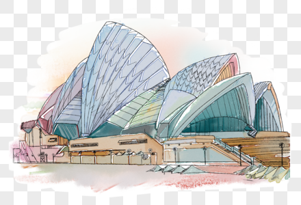 悉尼歌剧院世界建筑线稿高清图片