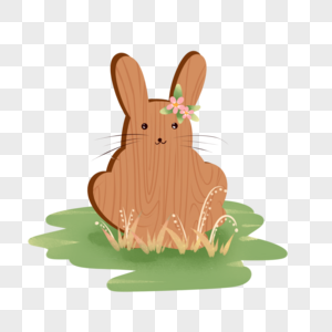 可爱兔子形状木纹木牌子图片