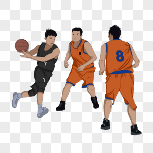 男生打篮球比赛元素图片