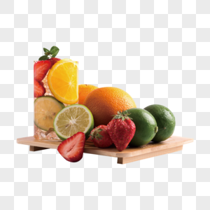 草莓橙子水果饮料图片