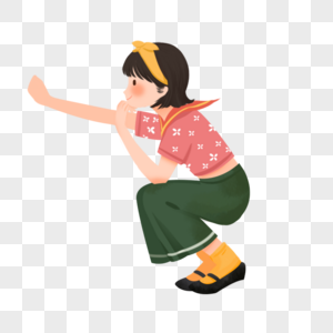 蹲着女孩图片