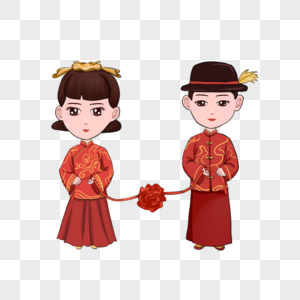 Q版情侣中式结婚图片