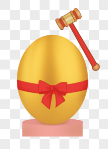 写实手绘蝴蝶结砸金蛋png素材