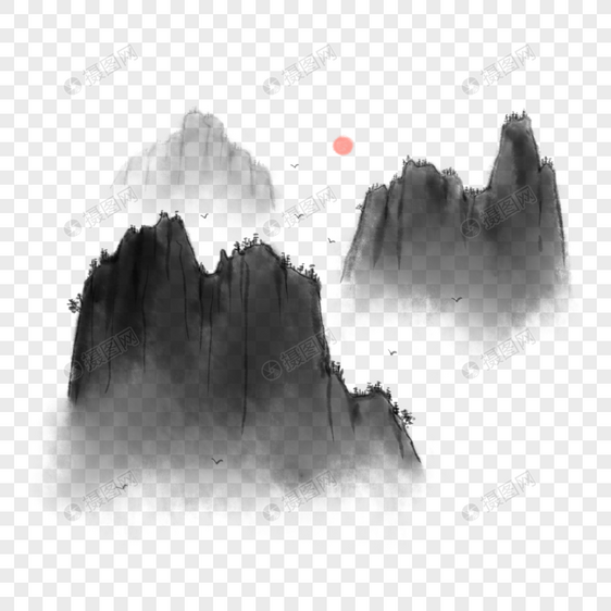 中国风水墨山峰图片