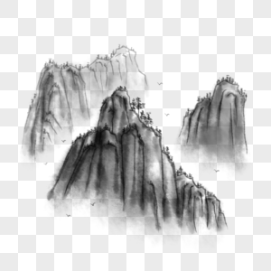 中国风水墨山峰图片