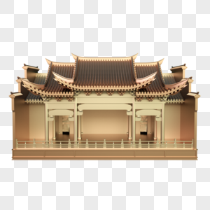 建筑中式古代大殿阁楼蓝色金属历史祠堂图片