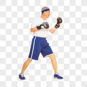 老人运动健身拳击图片