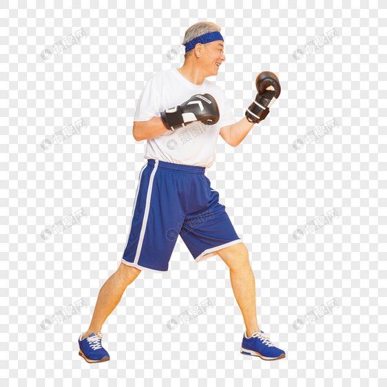 老人运动健身拳击图片