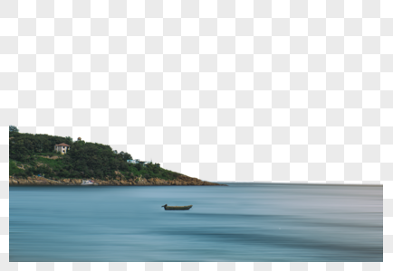 大海小岛和渔船图片