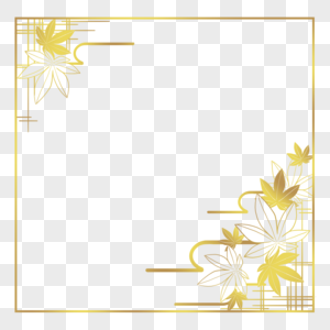 金色枫叶秋天底纹边框元素高清图片