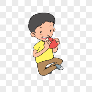 吃苹果的男孩儿高清图片