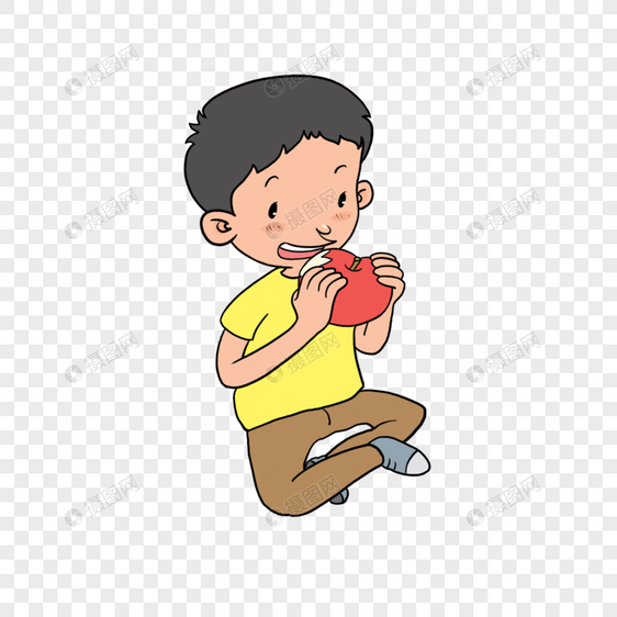 吃苹果的男孩儿图片