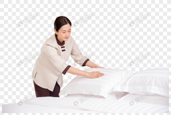 酒店客房整理床铺图片
