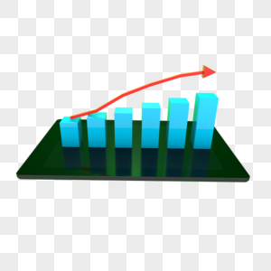 平板电脑上的折线图商务元素图片