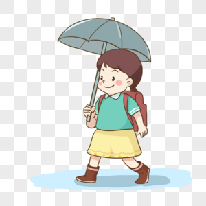 撑雨伞上学的女学生图片