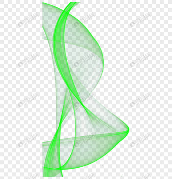 绿色曲线光效果元素图片