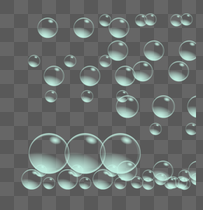 青色半透明气泡效果元素图片