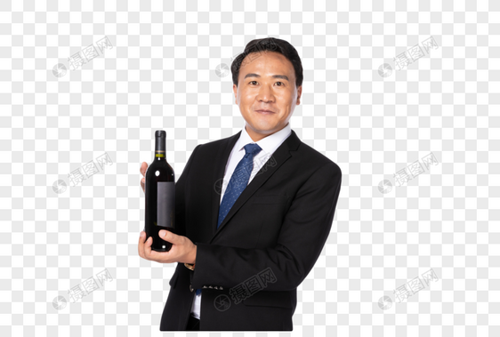 商务男手拿红酒图片