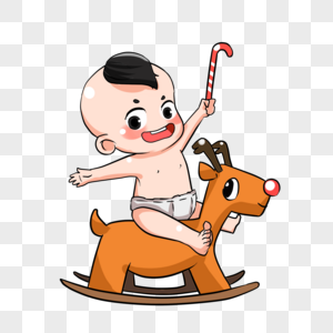 骑麋鹿摇椅的小宝宝图片