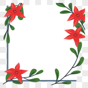 红色花朵装饰边框相框图片