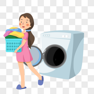用洗衣机洗衣服的女人图片