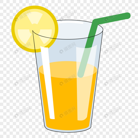 夏天盛夏冷饮饮料橙汁柠檬水手绘图片
