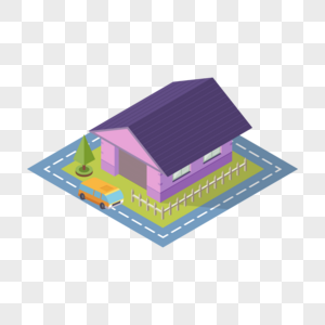 紫色屋顶建筑图片