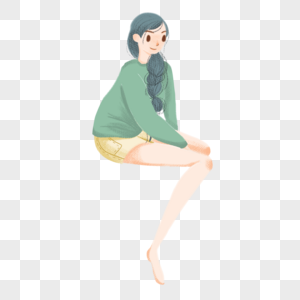 卡通女生短裤坐姿图片
