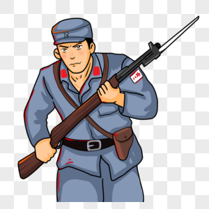 卡通八路军拼刺刀图片素材
