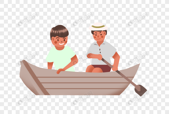 划船的孩子图片