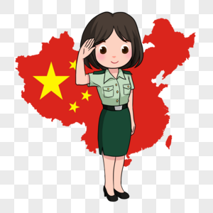 动漫女兵敬礼图片