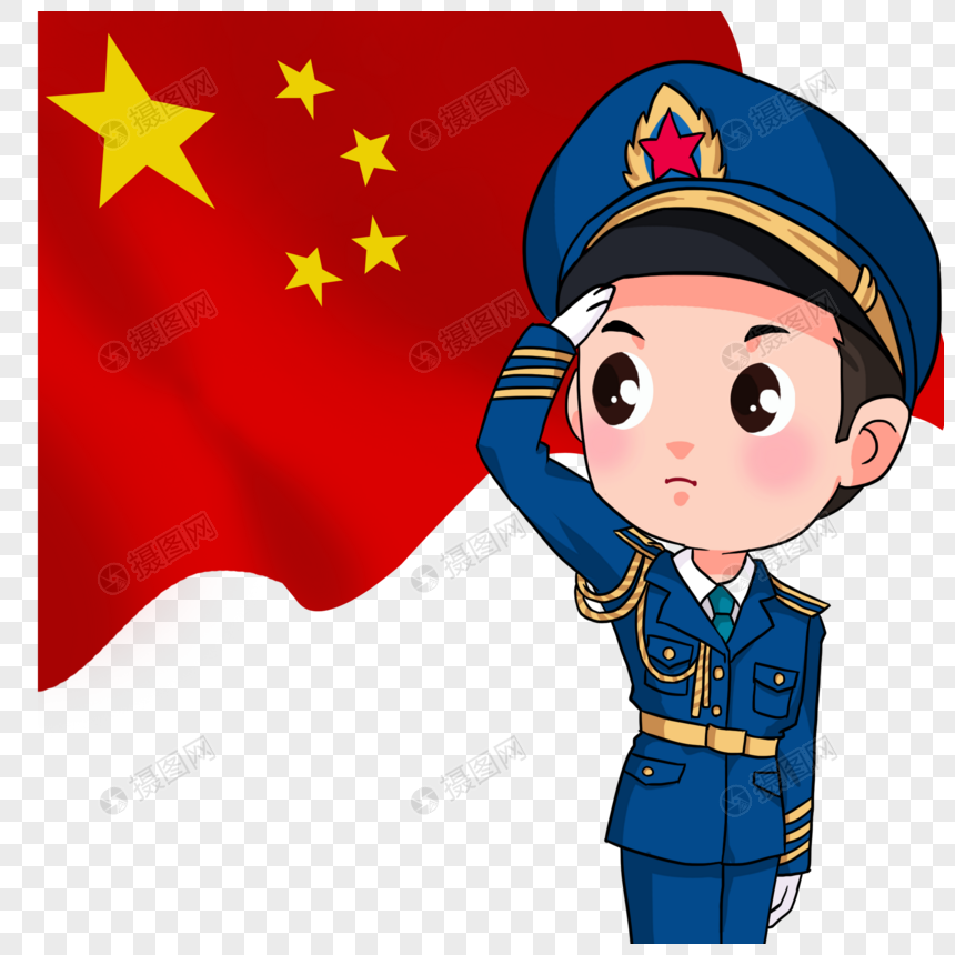 卡通空军军人敬礼