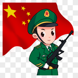 卡通国旗士兵护卫高清图片