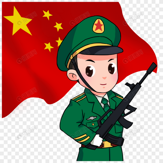 卡通国旗士兵护卫图片