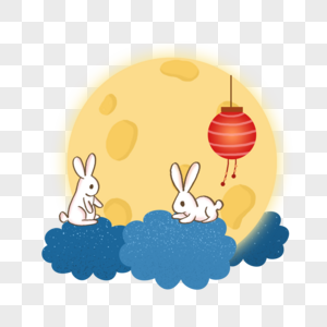 中秋可爱月亮玉兔图片