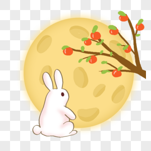 中秋月亮白色玉兔图片